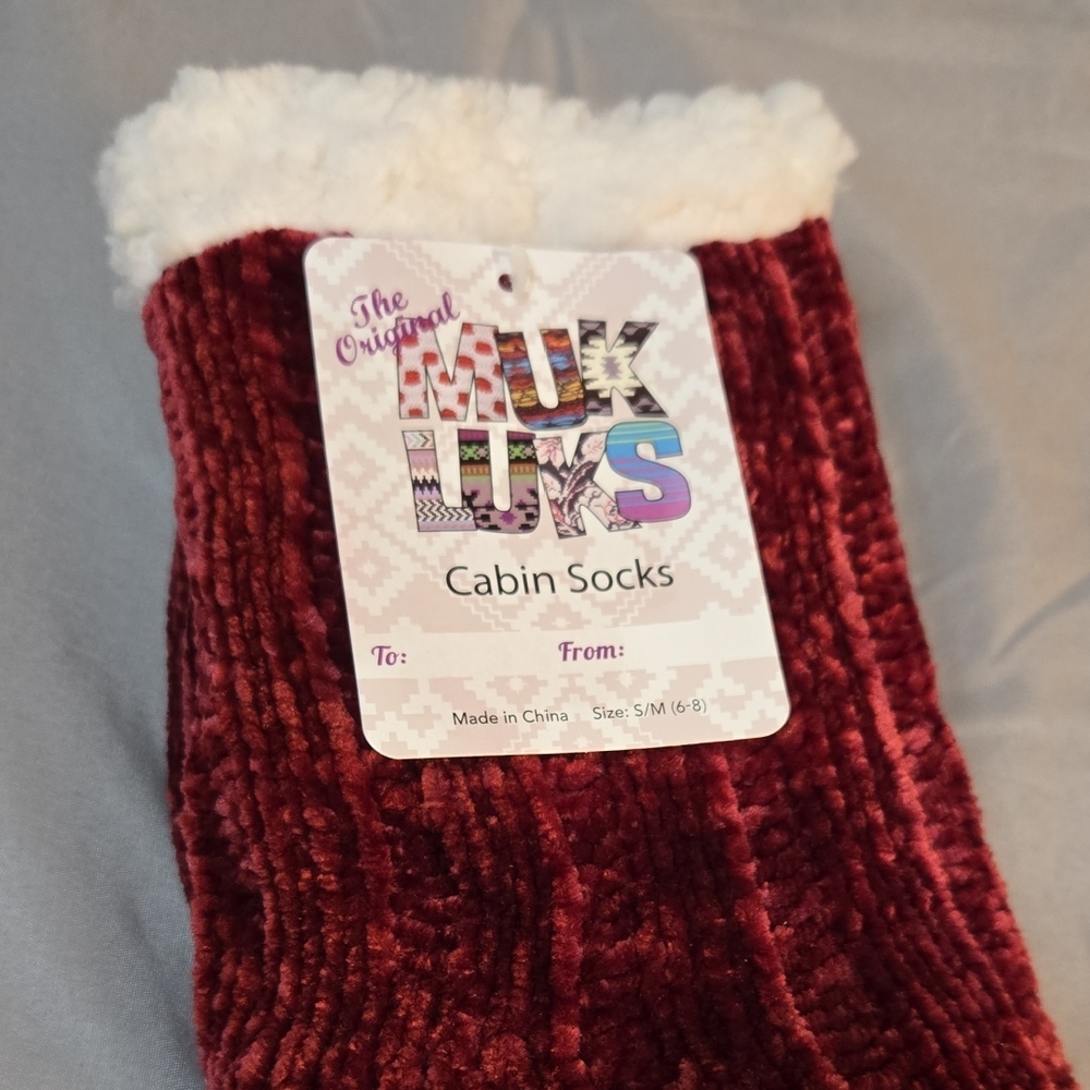 Muk Luks Burgundy Cabin Socks